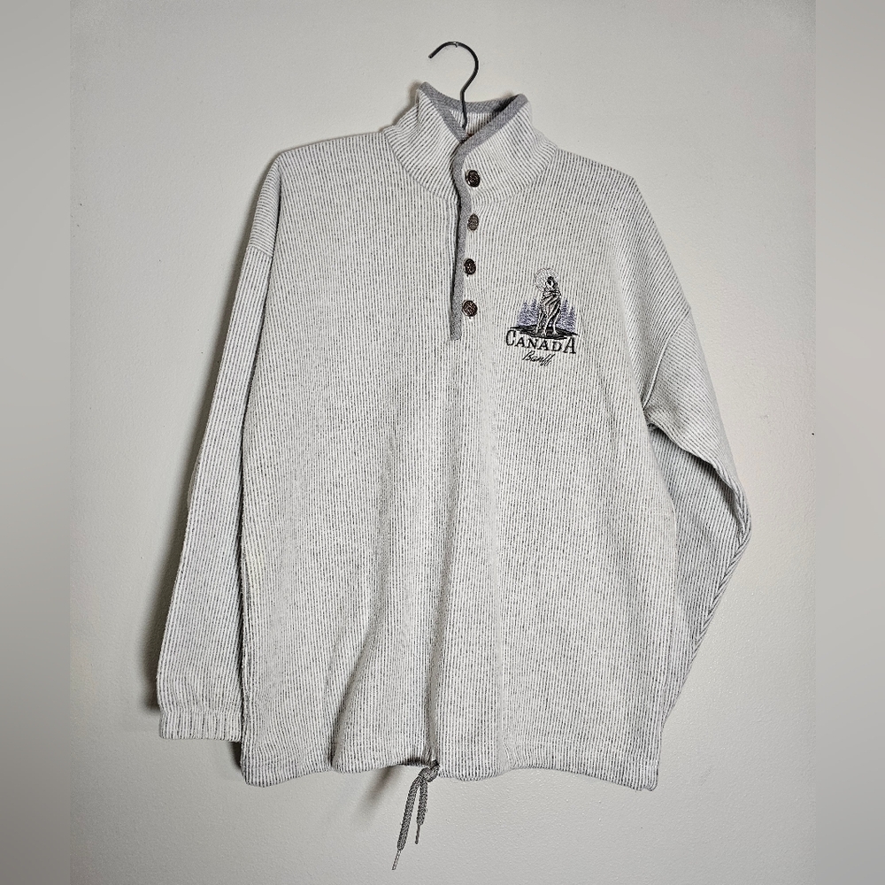 Cityscape Made in Canada Cozy Pullover Striped Banff Canada Howling Wolf Size M